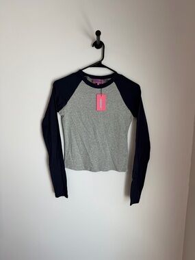 Gray and Navy Long Sleeve Raglan Tee